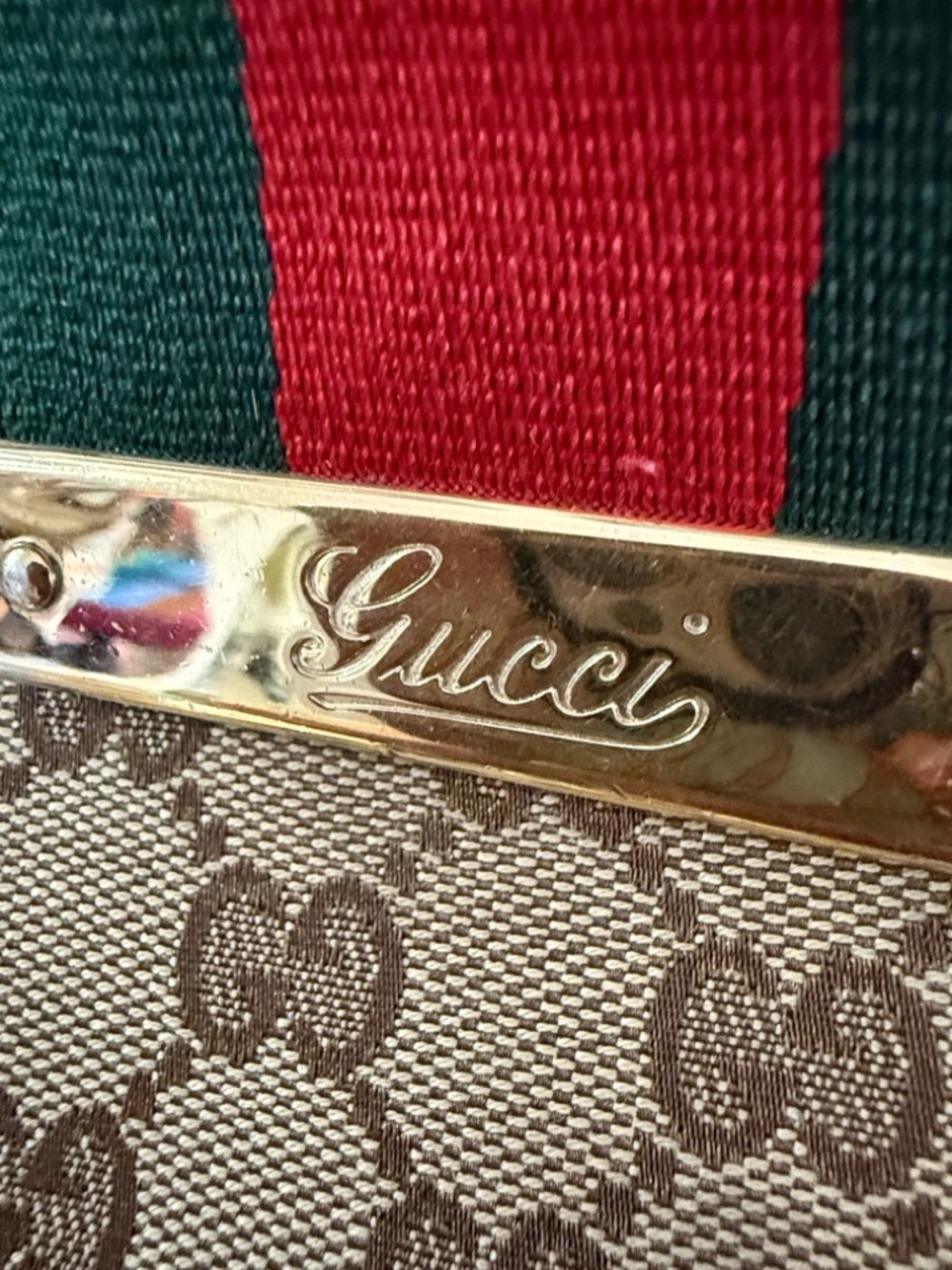 Gucci Tan GG Canvas Hobo with Green-Red  Accent - Picture 2 of 13